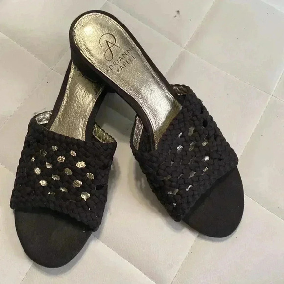 Adrianna Papell black leather weaved sandals - Picture 4 of 12